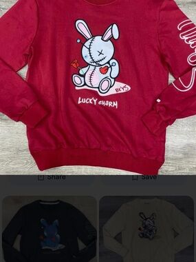 BKYS Lucky Charm Voodoo Bunny Graphic Sweatshirt - Red Large